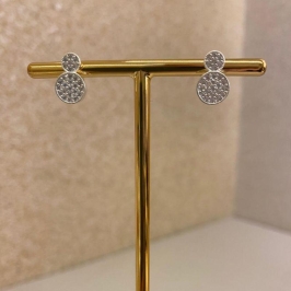 Brinco 2 esferas cravejadas