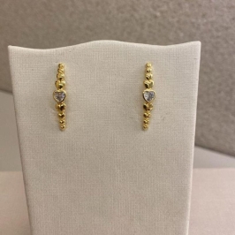 Brinco coração zircônia e liso