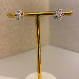 Brinco florzinha Colors Prata