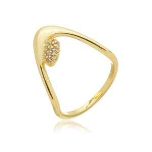 Anel orgânico c/ detalhe oval cravejado