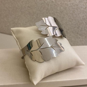 Bracelete folha Ródio Branco