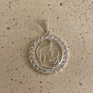 Pingente mandala mãe e filho Prata