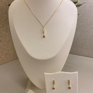 Conjunto Dália zirconia Rosa