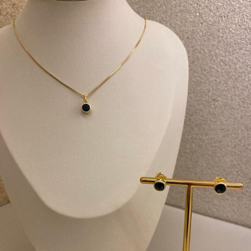 Conjunto ponto de luz redondo azul escuro