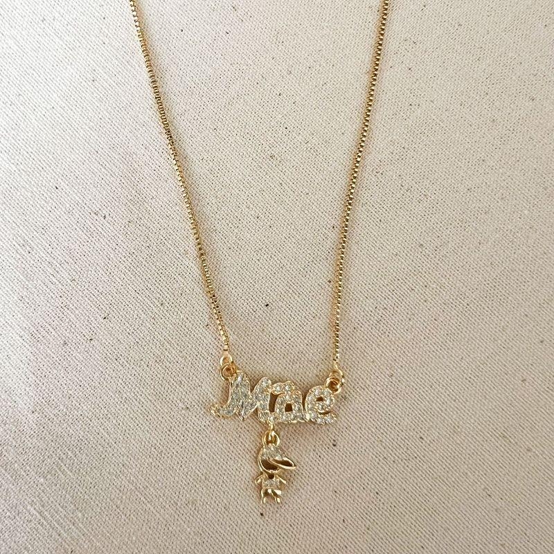Corrente pingente mãe cravejada menino