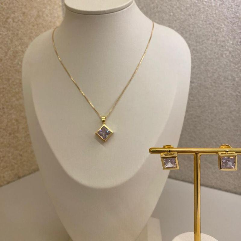 Conjunto  quadrado G zircônia cristal