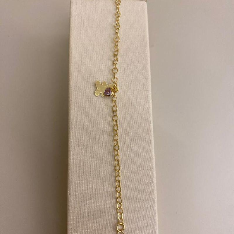 Pulseira infantil com ursinho e zircônia em coração