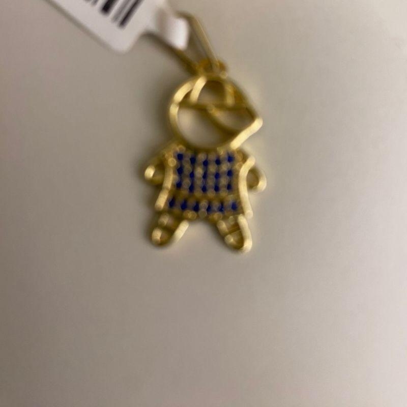 Pingente menino cravejado azul grande
