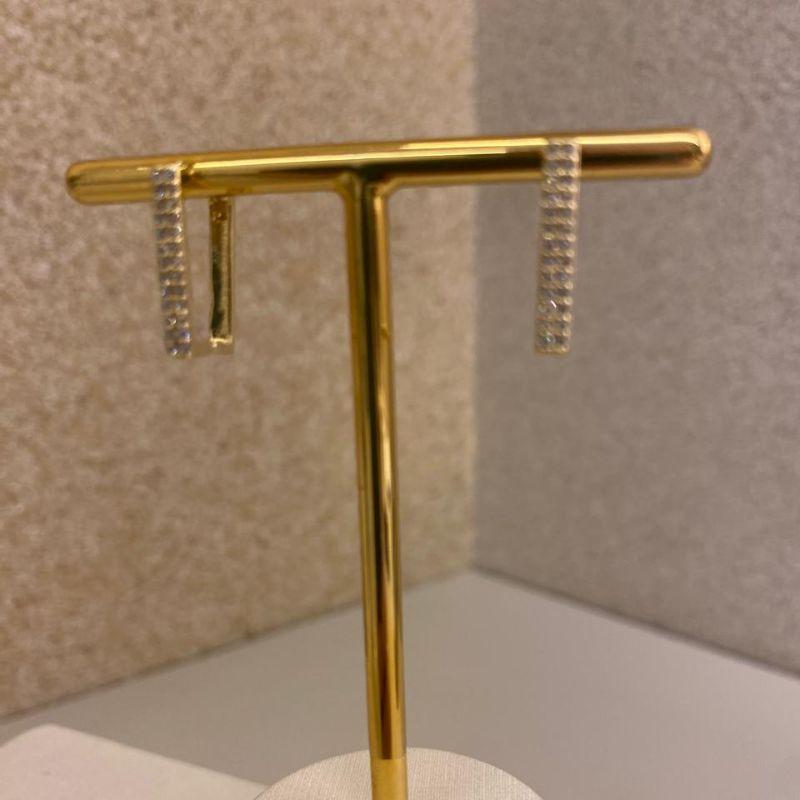 Brinco argola quadrada zircônia G