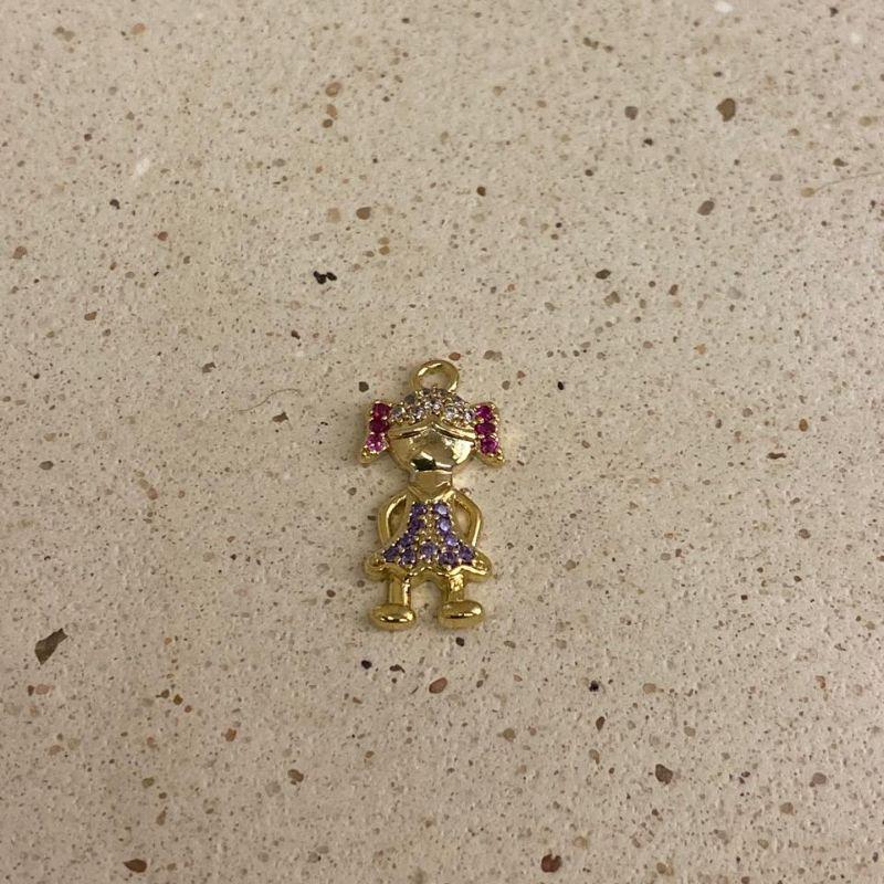 Pingente menina cravejada cristal medio