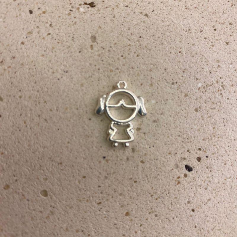 Pingente menina liso Prata