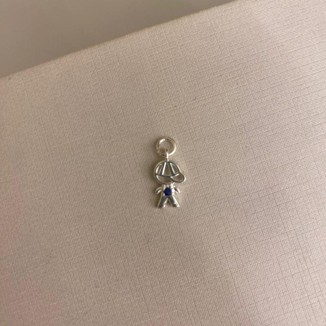Pingente menino zirconia azul P Prata